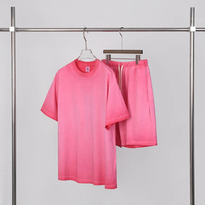 Saleh Enterprises Oversized Terry 100% Cotton Breathable T-Shirt Relax Fit Shorts Matching Lounge <b>Set</b> Casual Streetwear Summer - Product Image 3