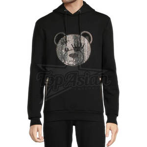Sweat à capuche pour homme avec logo personnalisé strass 100% coton Zipper Design Streetwear décontracté pour l'hiver-Direct usine vente en gros OEM/ODM - Product Image 2