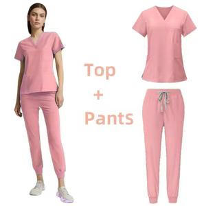 Women's OEM Hospital <b>Scrub</b> Nurse Uniform Top Medical <b>Scrubs</b> <b>Sets</b> in Woven Fabric - Product Image 4