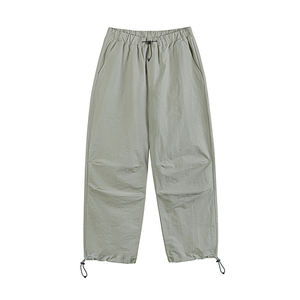 Pantalon parachute ample pour homme en coton imperméable, taille mi-haute, jambes larges, avec devant plat, pour streetwear et sports de plein air - Product Image 3