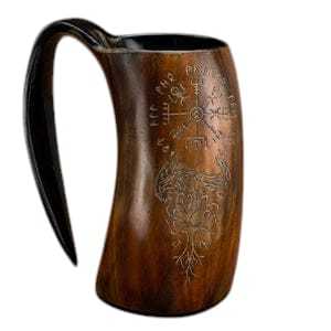 Calidad Acabado a mano Natural Viking Bebiendo Cuerno Tazas de cerveza La mejor decoración navideña - Product Image 4