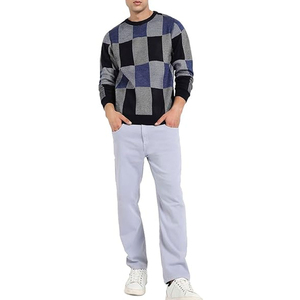 Pull personnalisé pour homme en laine mélangée, chaud, tricot d'hiver, vêtement d'extérieur à manches longues, bouton, motif floral, respirant, OEM - Product Image 5
