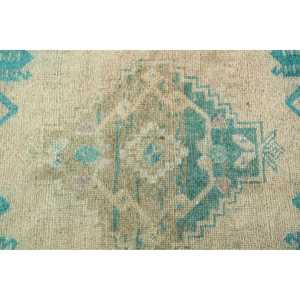 Alfombra pequeña vintage, alfombra turca de 1.5x3.5 pies, alfombra de lana azul con motivos de plantas y árboles - Product Image 5