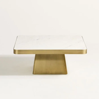 Table basse et table de chevet décorative multifonctionnelle moderne européenne en fer et pierre finition or