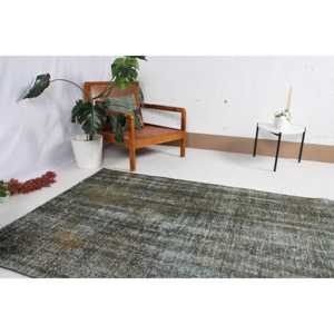 Tapis traditionnel turc écologique en patchwork gris en laine de 4,3 x 7,9 pieds avec envers en latex - Product Image 3