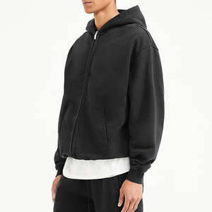 เสื้อฮู้ดดี้ทรงบ็อกซี่ แขนเสื้อแบบดรอปโชว์เดอร์ คุณภาพสูง ผ้าฝ้าย 100% เนื้อหนา ซิปแบบรูด ปักลายอย่างดี - Product Image 2