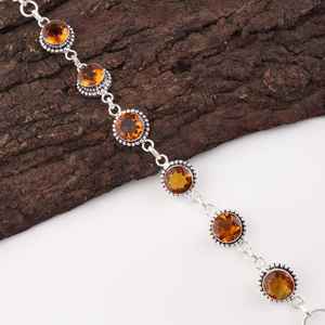 Citrine Gemstone Oval Cut Sterling Silver Simple Classic Design Luxury <b>Charm</b> <b>Bracelet</b> November <b>Birthstone</b> Handmade Jewelry for - Product Image 2