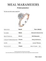Anillo de Compromiso de Lujo, Anillos de Boda de Plata de Ley 925 con Corte de Moissanita de 1 Quilate, Anillo de Aniversario para Mujer, Chapado en Rodio, Certificado por GRA
