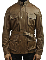 Blouson aviateur en cuir fin de mouton pour homme, séchage rapide, respirant, 4 poches, ceinturé, décontracté, camping, mode, OEM