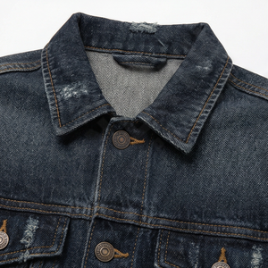 Veste en jean pour femme à col rabattu, manches longues, style vintage, boutonnée, délavée, style streetwear occidental pour homme - Product Image 4