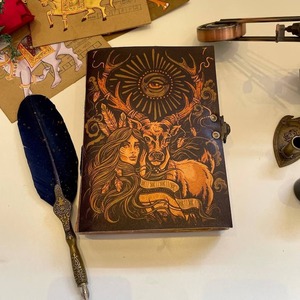 Vintage Deer cuero A5 diario hechizo libro sombras personalizable espiral organizador hilo costura sillín costura embalado caja de regalo - Product Image 2