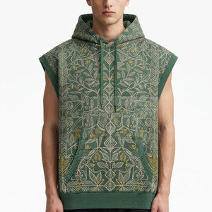 Heavyweight <b>Men</b> <b>Sleeveless</b> Hoodies Cotton <b>Pullover</b> Hooded Sweatshirt Gym Training Workout Streetwear Apparel Breathable Fabric - Product Image 3