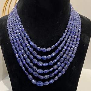 Collar con cuentas de tanzanita hecho a mano, joyería étnica de varias hebras de 6 capas con cuentas ajustables Dori & Fine de 3 8mm - Product Image 1