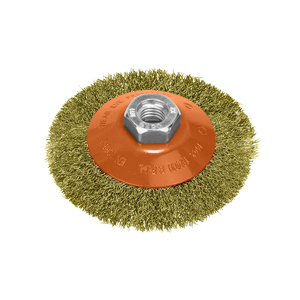 Pennello obliquo in acciaio placcato ottone O/ 100 mm. Filettatura M14 / Filo O/ 0,30 mm. - Product Image 1