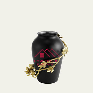 Decoraciones para el hogar Boda Decorativo Calidad estándar Precio al por mayor Florero de hierro Capa de polvo negro Diseño de flores - Product Image 1