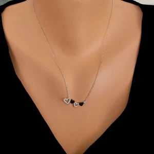 Collar de Plata de Ley 925 con Múltiples Corazones y Piedras Incrustadas para Regalo - Product Image 1