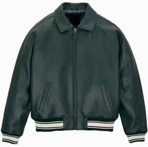 Veste bomber varsity en cuir Rexin de haute qualité, doublure en polaire, coupe ajustée, fourrure de mouton, boutons tricotés, respirante - Product Image 4