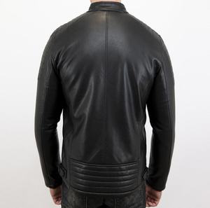 <b>Top</b> Design Men's 100% <b>High</b> Quality <b>Leather</b> Jacket Waterproof Quilt Lining Stand Collar Full Sleeve Custom Logo Customizable - Product Image 6