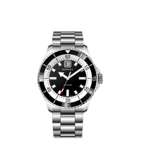 Montre Ronda 763 en acier inoxydable à quartz, verre saphir, cadran à aiguilles, étanche 10 ATM, boîtier de 42 mm, fermoir caché à bouton-poussoir