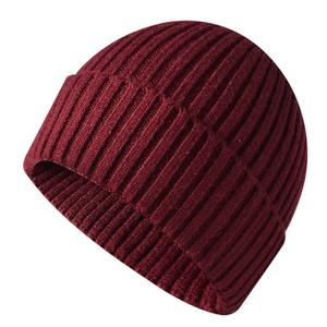 2025 hiver chaud tricoté noir bonnet écharpe ensemble 100% coton côtelé laine plaine bonnet chapeau avec motif d'impression - Product Image 2