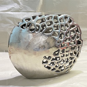 Gran oferta, florero antiguo de Metal para decoración de mesas de hogar, jarrones de exhibición de flores de Metal de diseño martillado para sala de estar - Product Image 6