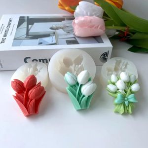 Tulipe Fondant Fleur Moule De Cuisson DIY Simulation Fleur Voiture Parfum Pierre Plâtre Silicone Moule - Product Image 1