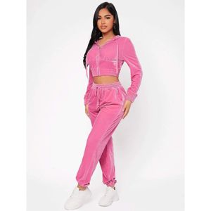 Chándal de talla grande Fitness de 2 piezas con cremallera para mujer, Top corto de gran tamaño y pantalones para correr con decoración de encaje para deportes de invierno - Product Image 6