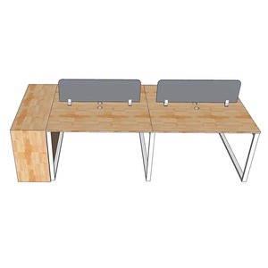 Contemporary Minimalist 4-Piece <b>Foldable</b> Melamine <b>Office</b> <b>Desks</b> with Side Cabinet - Product Image 6