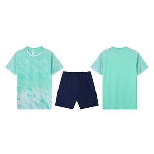 浅蓝色足球足球制服传热印花编号100% 聚酯抗菌俱乐部运动服 - Product Image 6