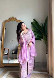 Premium Quality <b>Sweet</b> Roman Silk Kurti & Palazzo Set with Dupatta for <b>Parties</b> Celebrations Special Occasions Bulk Quantity - Product Image 3