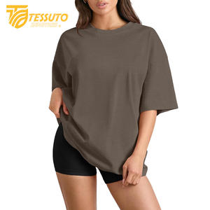 Camiseta básica de gran tamaño con logotipo de impresión personalizado de peso pesado Camiseta de algodón 100% de moda de talla grande de alta calidad para mujer - Product Image 4