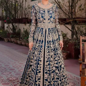 DAZZLING DESIGNER EMBROIDERY on <b>BRIDAL</b> <b>JACKET</b>,LEHENGA & DUPATTA WITH EMBELLISHED CRYSTAL GLASS BEADS,DABKA WORK for WEDDING@2024 - Product Image 1