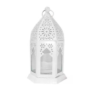 Nouvel arrivage de lanterne décorative en verre et en fer de style européen avec bougie fixe T Lite blanche brillante en couleur PC pour Noël - Product Image 1