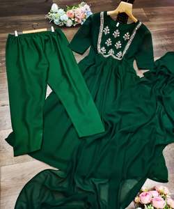 Salwar Kameez Tradicional Indio de Diseño Moderno, Ropa Casual de Seda y Algodón, Material de Vestido Color Gris con Dupatta - Product Image 6