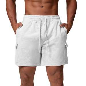 Pantalones cortos para correr de color sólido de algodón personalizados de MOQ bajo para hombres, pantalones cortos para gimnasio con bolsillos laterales - Product Image 2