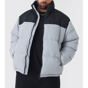 Blouson matelassé surdimensionné bicolore pour homme, col montant, veste à bulles pour l'hiver, vêtements d'extérieur pour la neige, blousons matelassés pour homme - Product Image 1