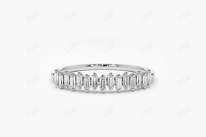 Baguette Diamond Wedding Band 14K Gold Half Eternity 0.24ctw Prong Set Apilable Joyería personalizada para mujer - Product Image 3