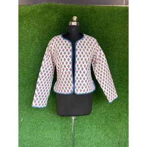 Chaqueta acolchada de algodón indio al por mayor chaqueta unisex con estampado de bloques florales chaqueta de invierno de manga larga para mujer hecha a mano - Product Image 4