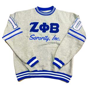 Pull en éponge française 100% coton avec logo brodé Sororities & College Crewneck Sweatshirt Winter Fleece with Lined Design - Product Image 1