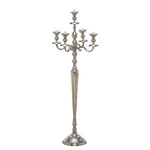Bougeoir à 5 bras en aluminium et métal argenté fini bougeoir de grande taille pour la décoration de table à manger décoration de mariage et de fêtes - Product Image 3