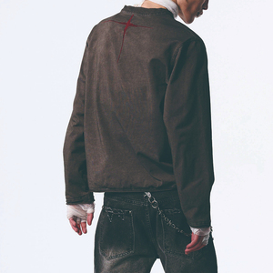 Sudadera de Hombre de Algodón Vintage Lavado, Estilo Holgado, Cuello Redondo, Media Abertura con Botones, Manga Larga, de Alta Calidad - Product Image 3