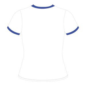 HBCU donna istruita in ciniglia a contrasto maglietta bianca con lettere ricamate blu abbigliamento da Campus in cotone - Product Image 3