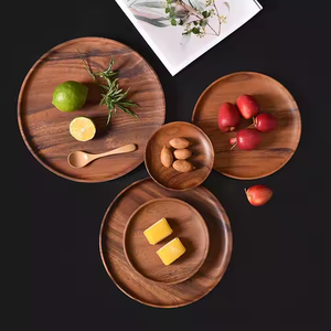 Assiette en bois d'acacia bon marché de fabricant d'usine, forme ronde en bois servant des plats de fruits d'épices faites par glowin fashion - Product Image 3