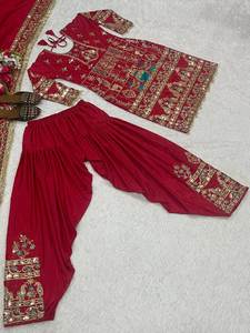 เสื้อ doti salwar และ dupatta มีลายปักและงานปาร์ตี้สวมใส่สีชมพู - Product Image 5