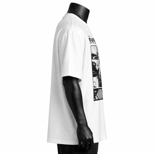 Camiseta Blanca de Manga Corta con Cuello Redondo para Hombre, con Estampado Digital Geométrico, Estilo Urbano, Corte Regular, Tela de Jersey de Algodón - Product Image 5