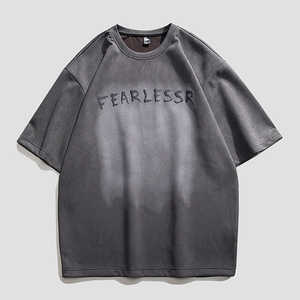 Vêtements décontractés Surdimensionné Slim Fit Acid Wash T Shirt Hommes Col Ras Du Cou À Manches Courtes Stone Washed Tee Shirts Hommes Acid Wash stock - Product Image 5