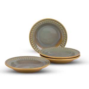Modern Chic Embossed <b>Ceramic</b> Pasta <b>Plates</b> Set 4 7.5 Inch Durable Dinner <b>Plates</b> for Parties Customizable Available Sets 4 Hotels - Product Image 4