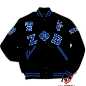 Hot Selling Zeta Phi Beta Sorority Printed Men's Winter Woven Breathable Windproof Varsity Jacket ZPB Sorority Embroidered <b>Wool</b> - Product Image 4