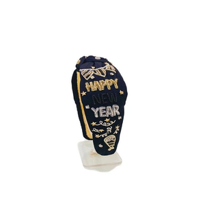 New year seed beaded top knotted headband cheers to new year party vibe beaded <b>hair</b> <b>accessories</b> manufacture hand embroidered - Product Image 3