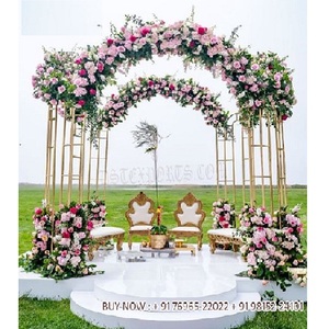 Decoración de Boda de Cuento de Hadas, Mandap Metálico, Chuppah, Mandap Metálico con Temática para Exteriores, Nuevo Mandap Floral Metálico para Bodas al Aire Libre en Londres - Product Image 1